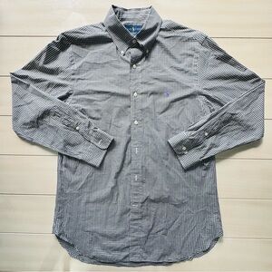 Ralph Lauren Slim Fit Dress Shirt Men's 16 32/33 Black White Gingham Button Down